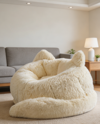 Cat Shaped Faux Fur Bean Bag Chair