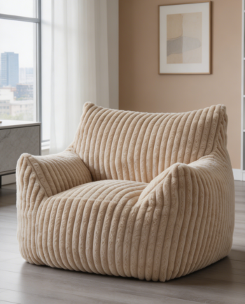 Large Fluffy Bean Bag Chair with Armrests